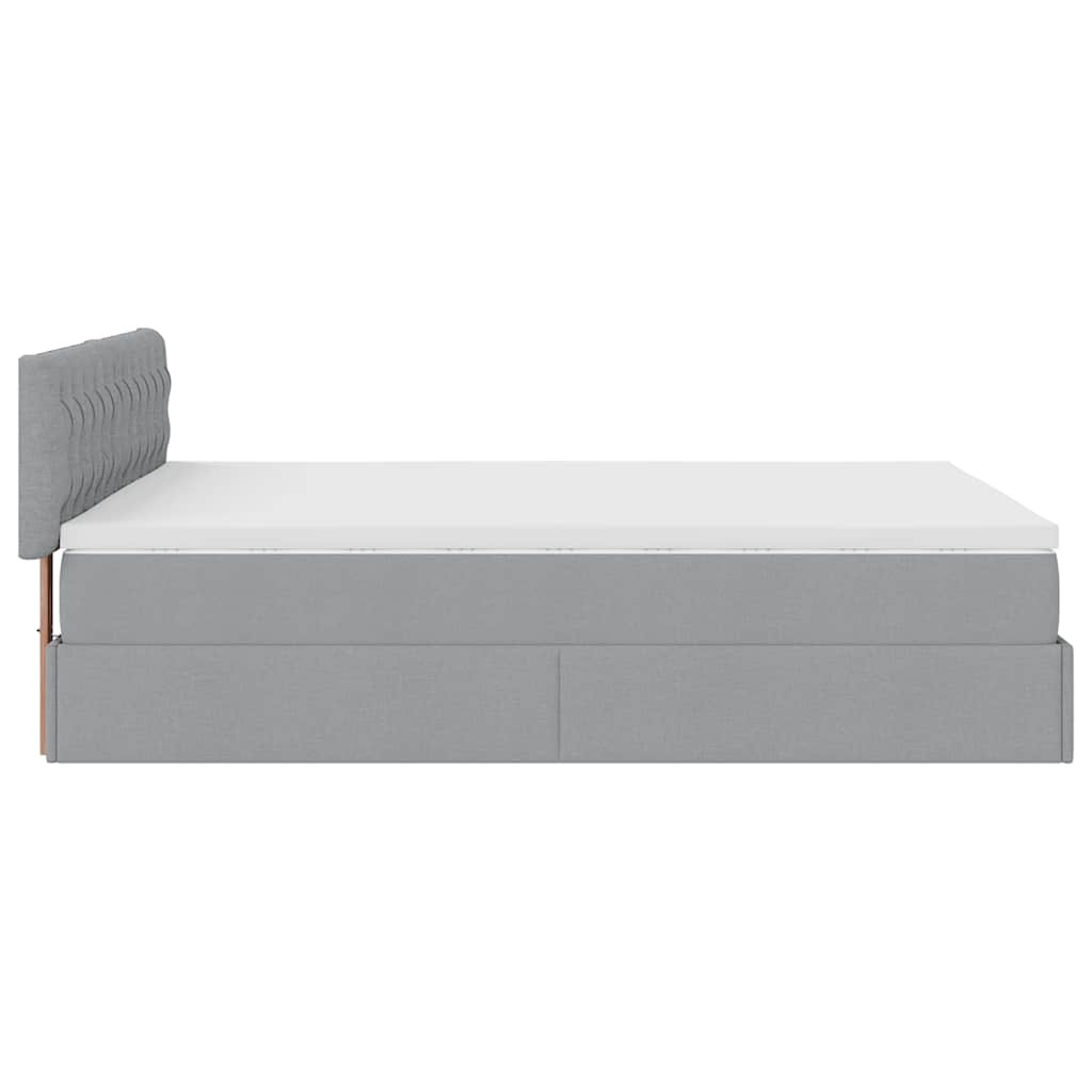 Lit ottoman avec matelas et LED gris clair 140x190 cm tissu - XIOS