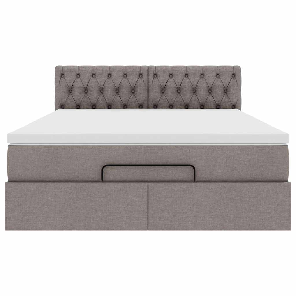 Lit ottoman avec matelas et LED taupe 140x190 cm tissu - XIOS