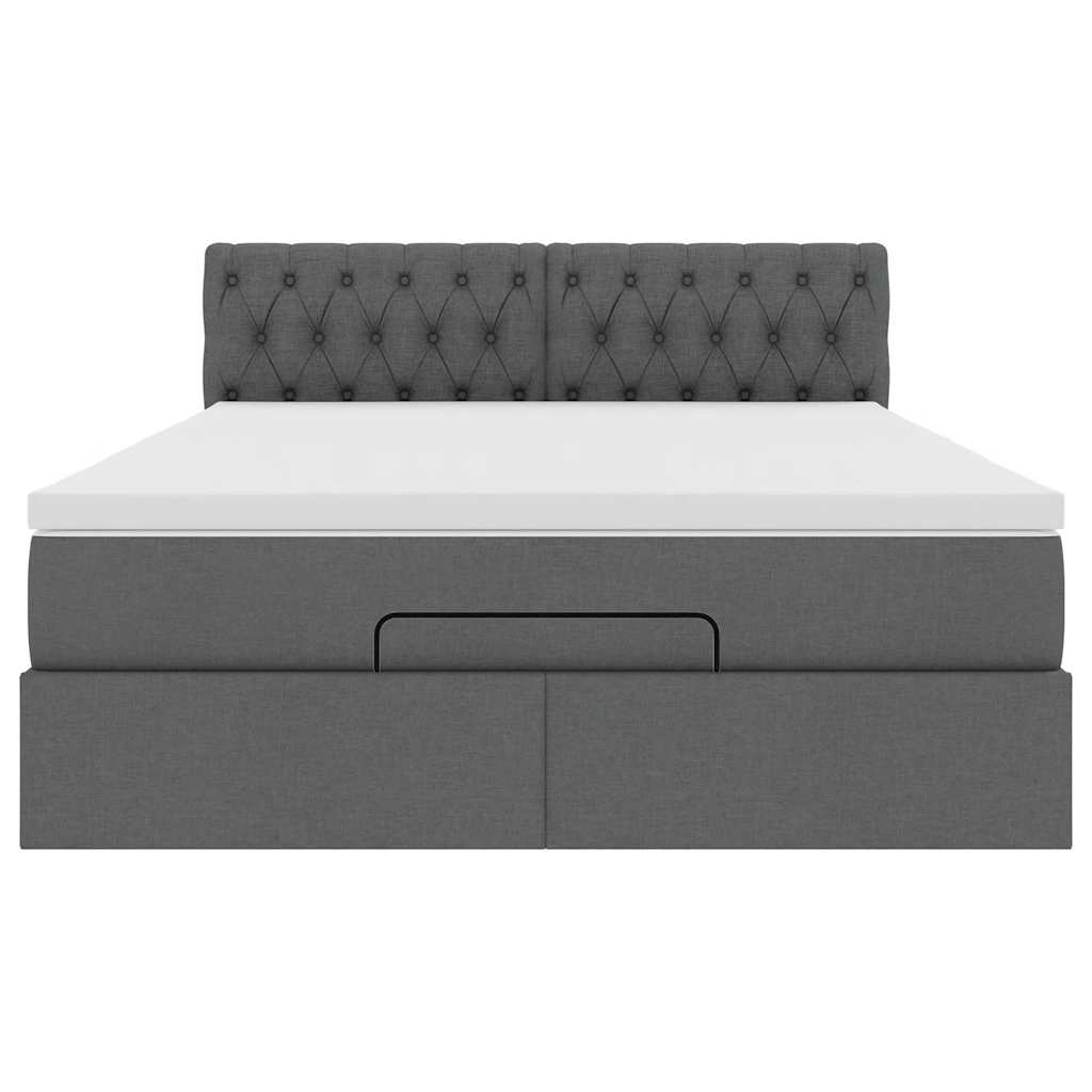 Lit ottoman avec matelas et LED gris foncé 140x200 cm tissu - XIOS