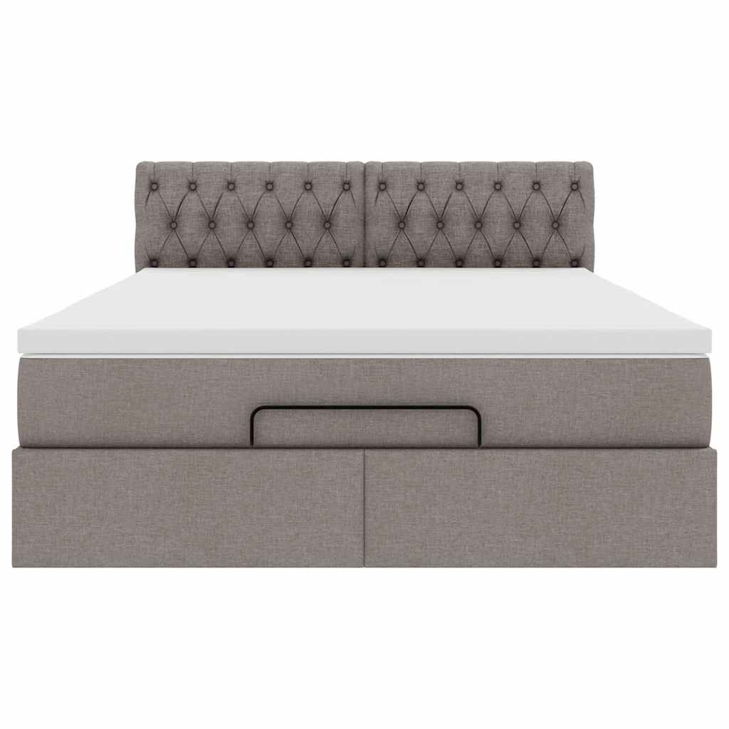 Lit ottoman avec matelas et LED taupe 140x200 cm tissu - XIOS