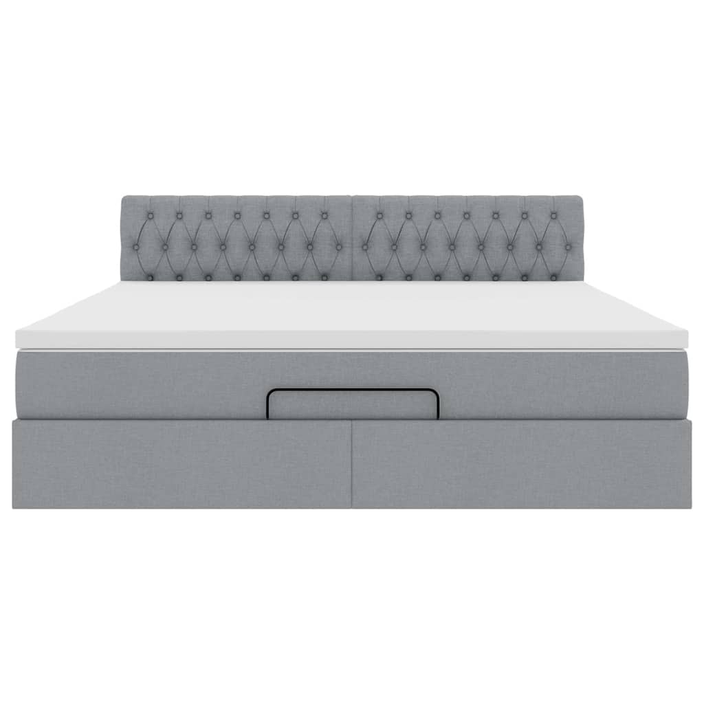 Lit ottoman avec matelas gris clair 160x200 cm tissu - XIOS