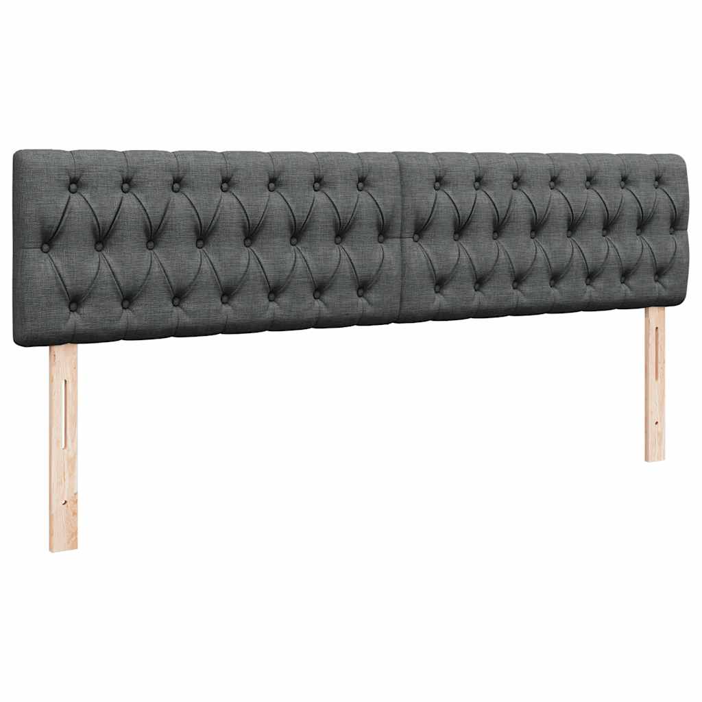 Cadre de lit ottoman avec matelas gris foncé 160x200cm tissu - XIOS