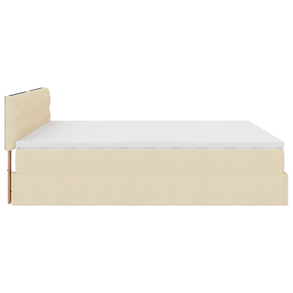 Cadre de lit ottoman avec matelas crème 160x200 cm tissu - XIOS