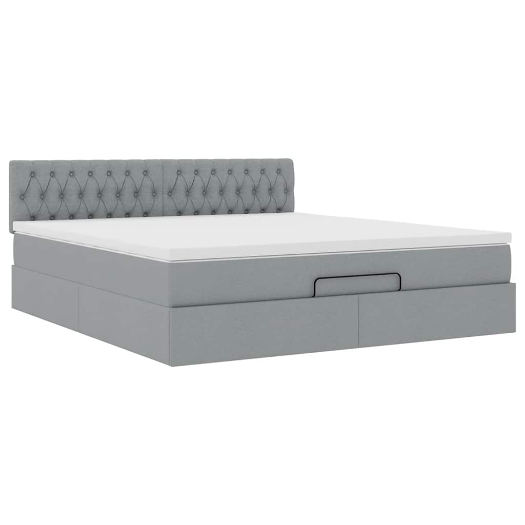 Lit ottoman avec matelas et LED Gris clair 180x200 cm tissu - XIOS