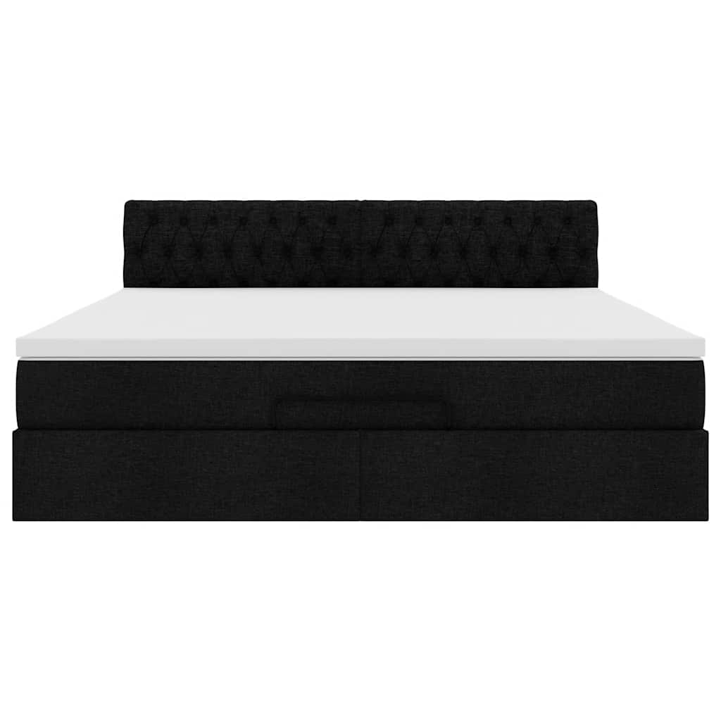 Lit ottoman avec matelas et LED Noir 180x200cm tissu - XIOS