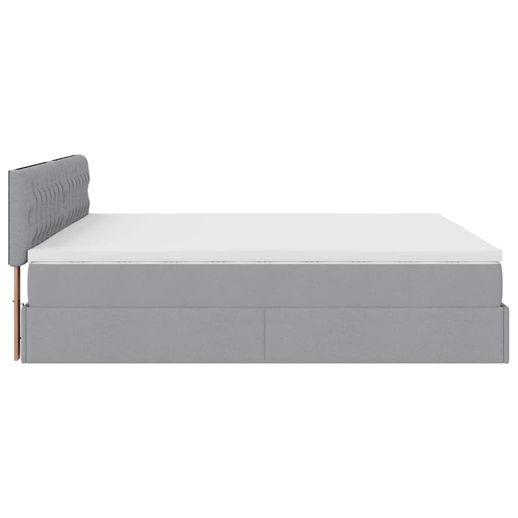 Cadre de lit ottoman et matelas gris clair 200x200cm tissu - XIOS