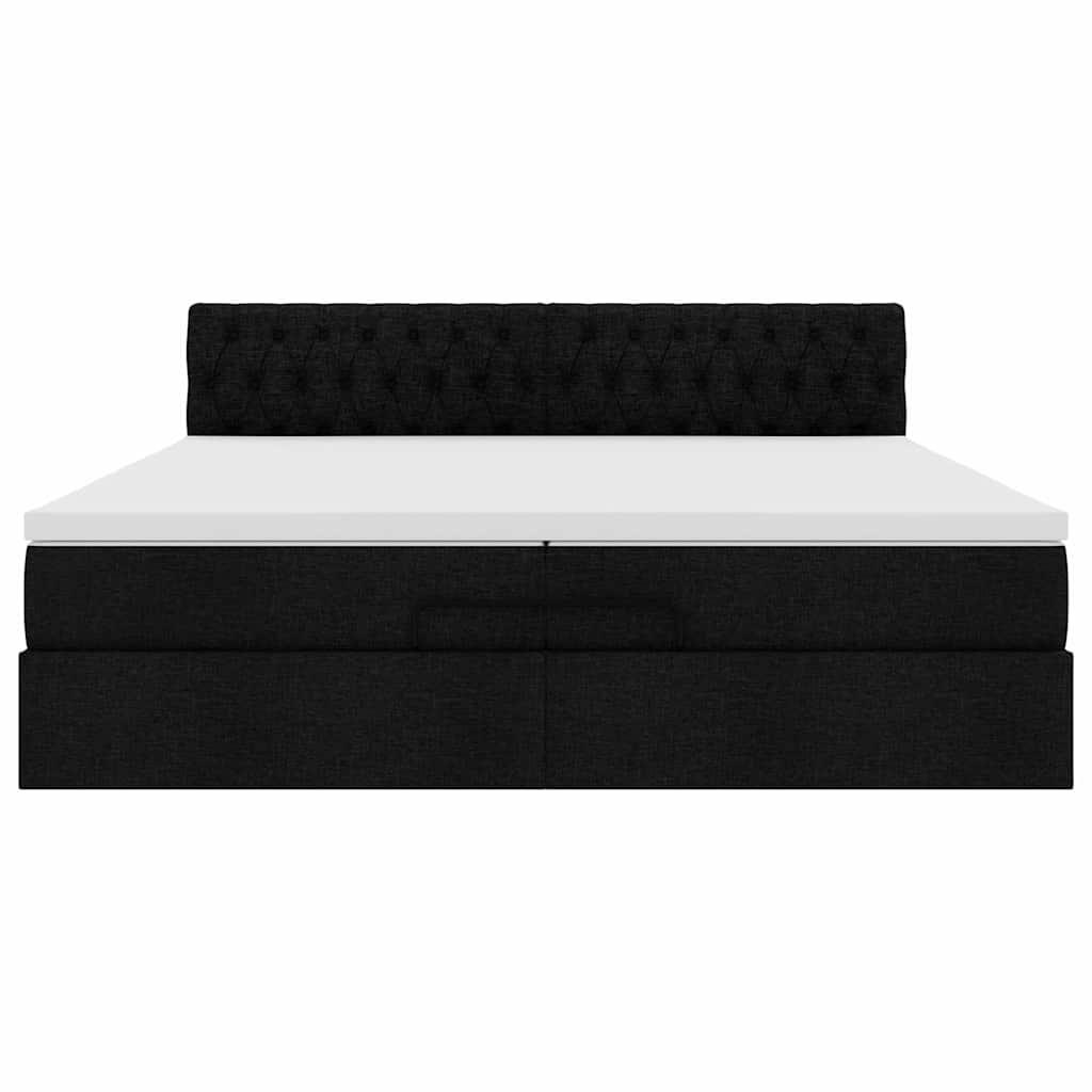 Cadre de lit ottoman avec matelas noir 200x200cm tissu - XIOS