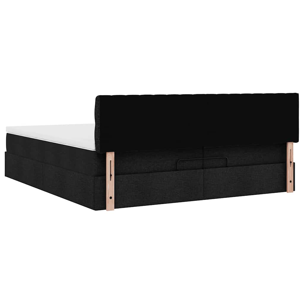 Cadre de lit ottoman avec matelas noir 200x200cm tissu - XIOS