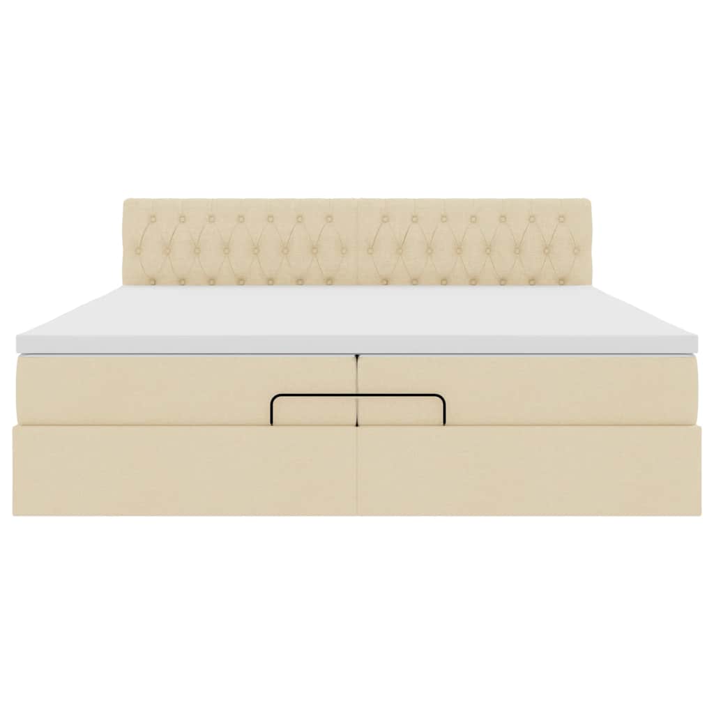 Cadre de lit ottoman avec matelas crème 200x200cm tissu - XIOS