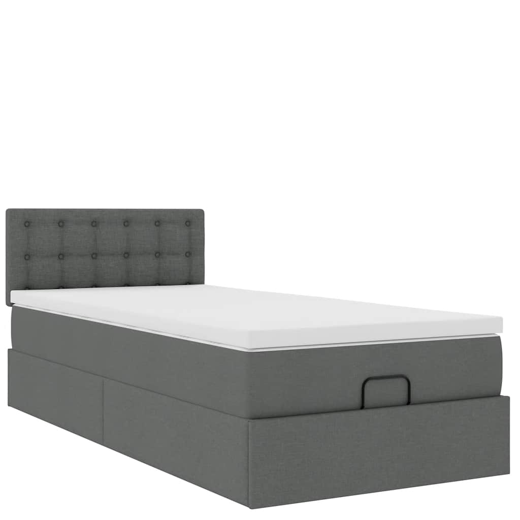 Lit ottoman avec matelas et LED Gris foncé 80x200cm tissu - XIOS