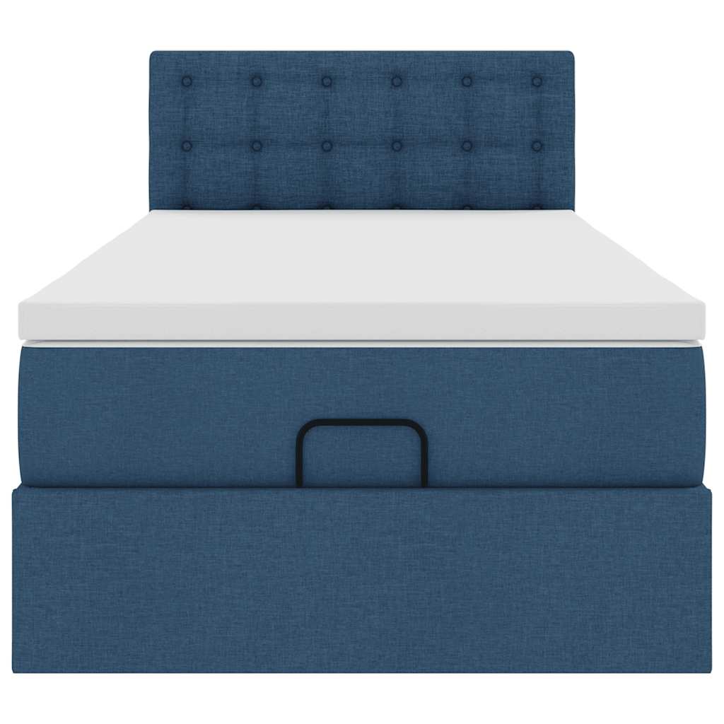 Cadre de lit ottoman avec matelas bleu 80x200 cm tissu - XIOS