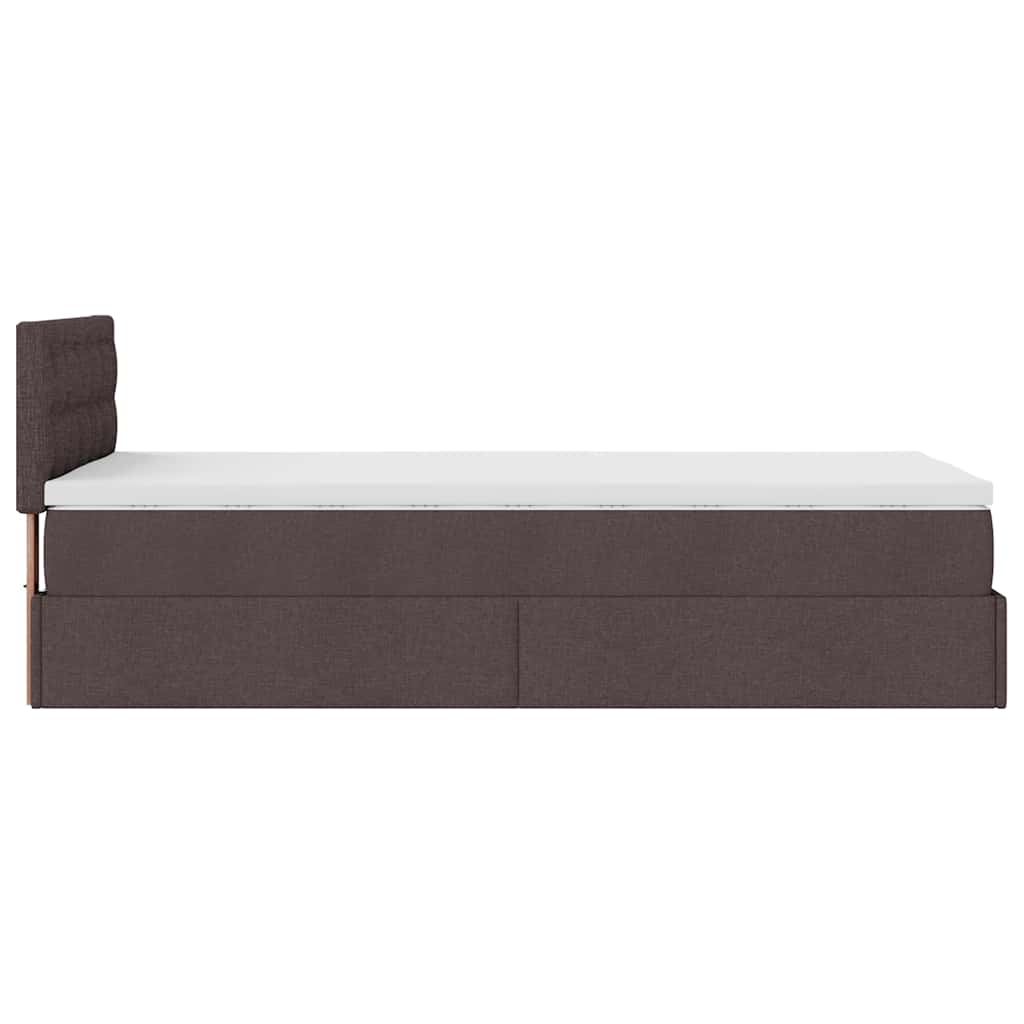 Cadre de lit ottoman avec matelas marron foncé 90x190 cm tissu - XIOS