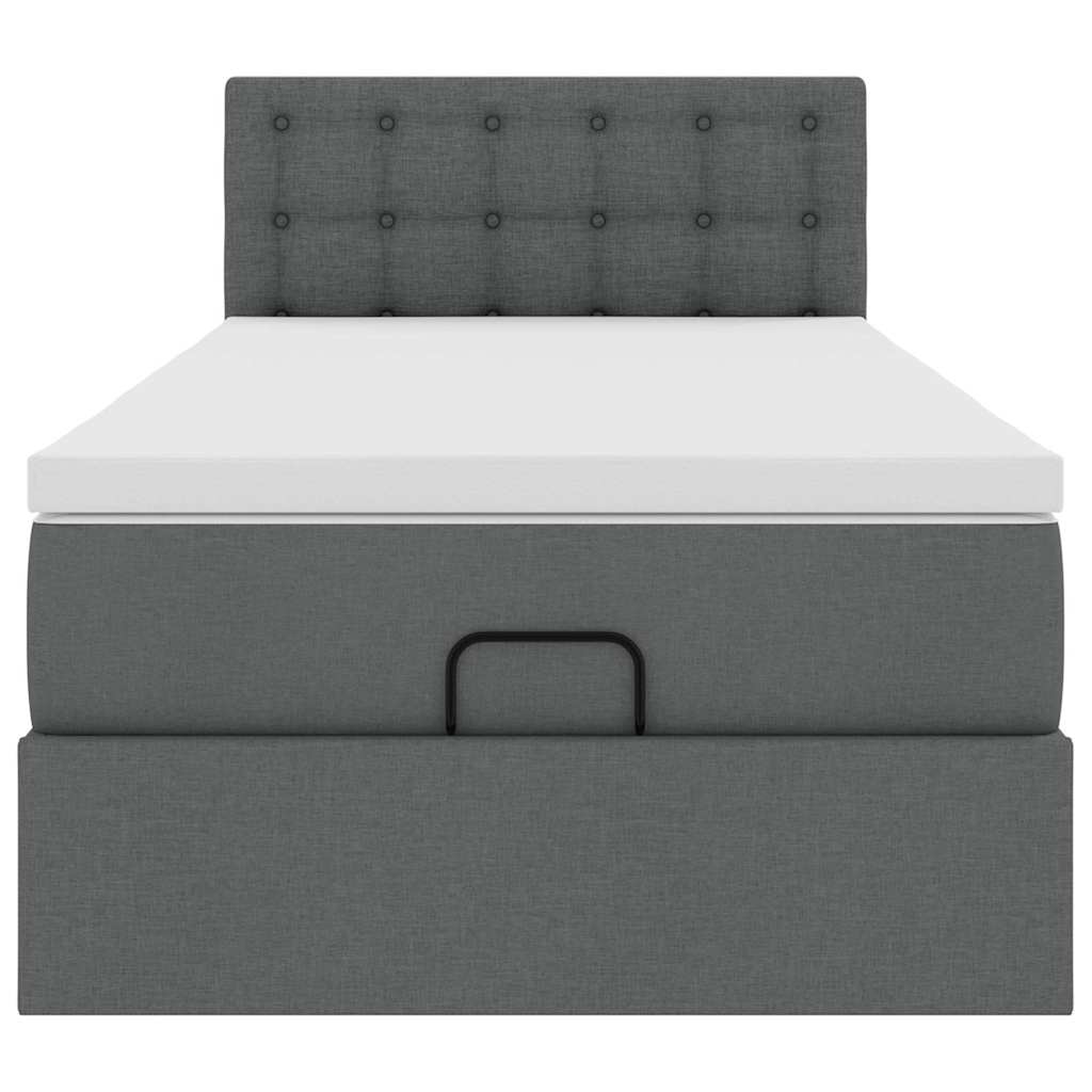 Lit ottoman avec matelas et LED gris foncé 90x200 cm tissu - XIOS