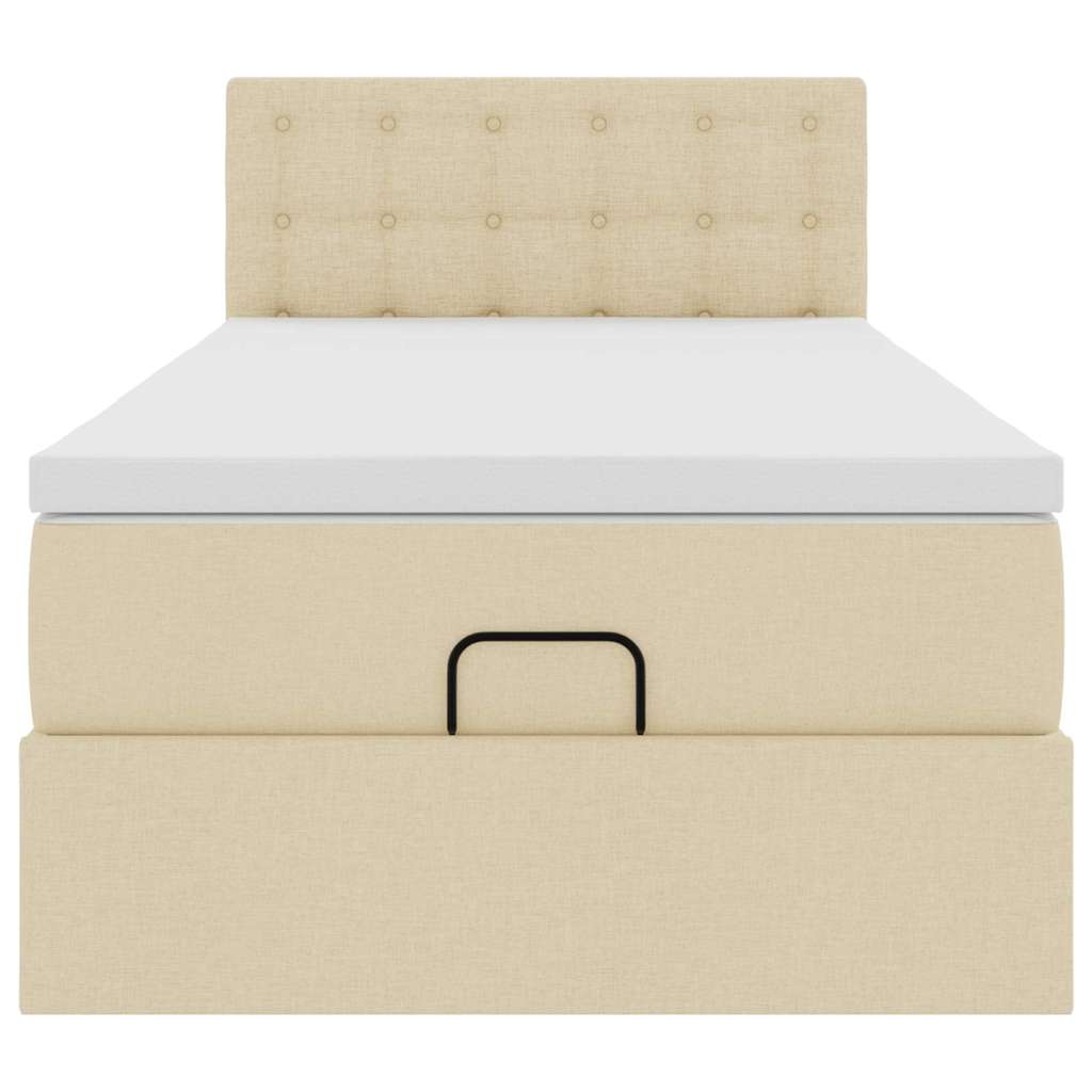 Lit ottoman avec matelas et LED crème 90x200 cm tissu - XIOS