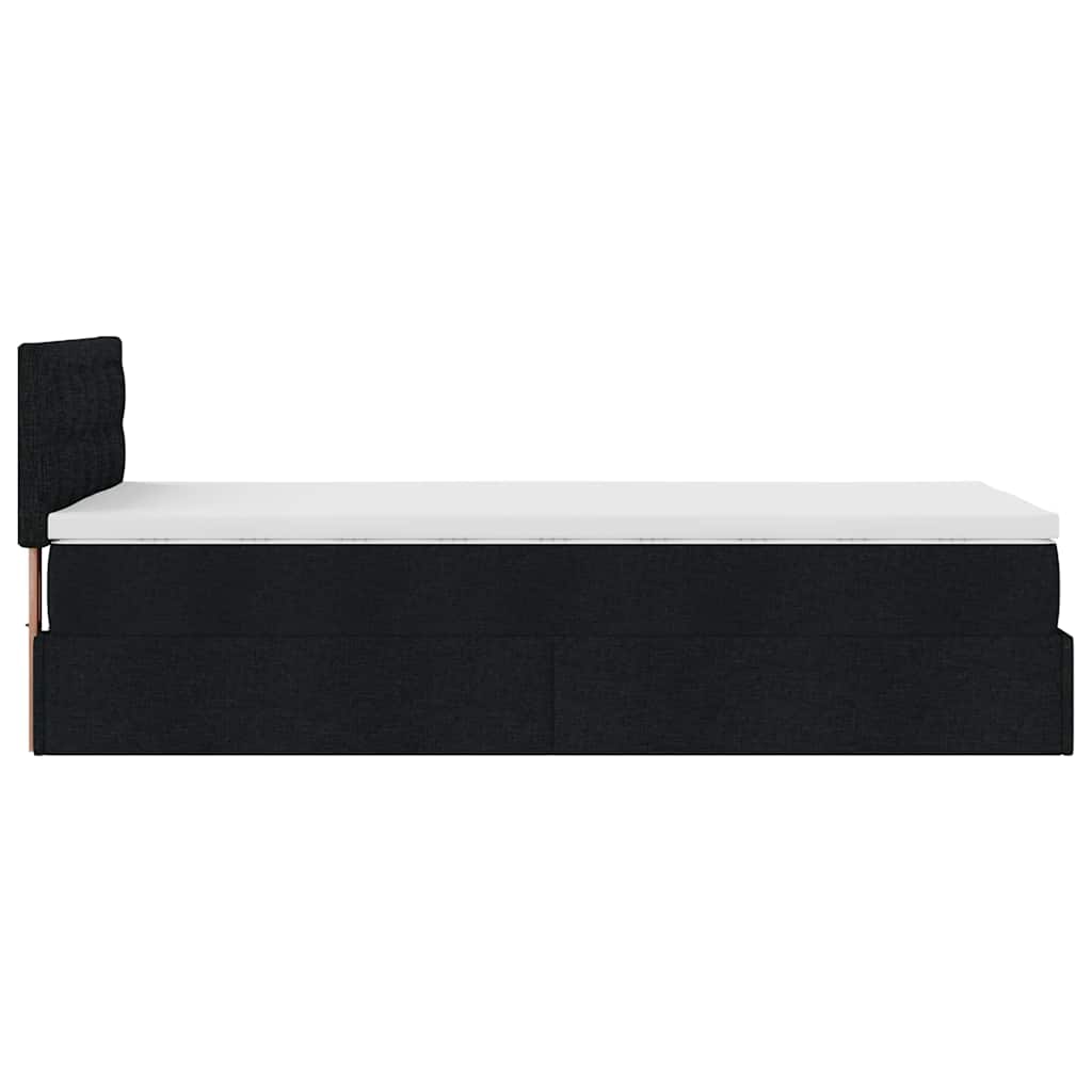 Lit ottoman avec matelas noir 100x200 cm tissu - XIOS