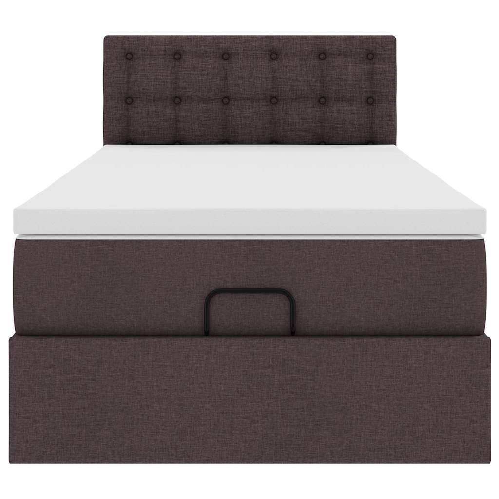 Lit ottoman avec matelas marron foncé 100x200 cm tissu - XIOS