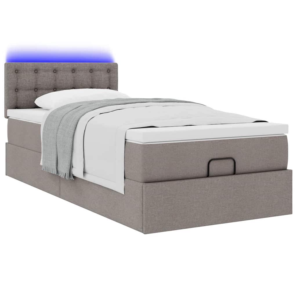 Lit ottoman avec matelas taupe 100x200 cm tissu