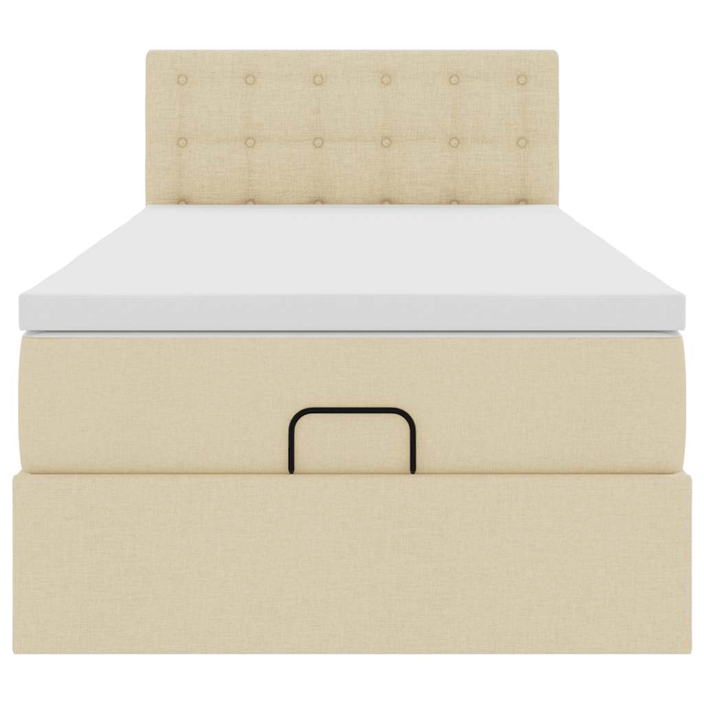 Lit ottoman avec matelas crème 100x200 cm tissu - XIOS