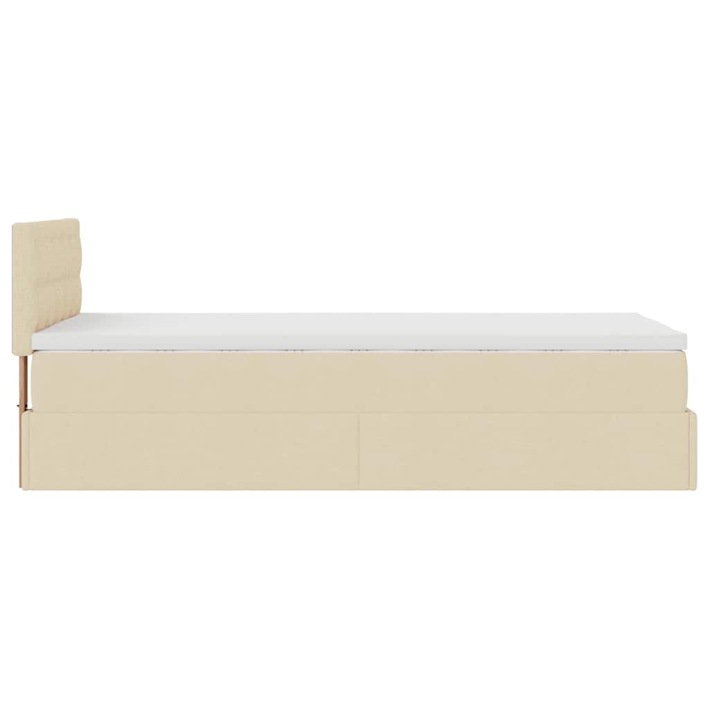 Lit ottoman avec matelas crème 100x200 cm tissu - XIOS