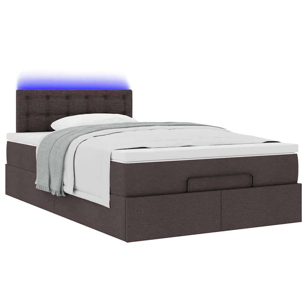Cadre de lit ottoman avec matelas marron foncé 120x190 cm tissu - XIOS