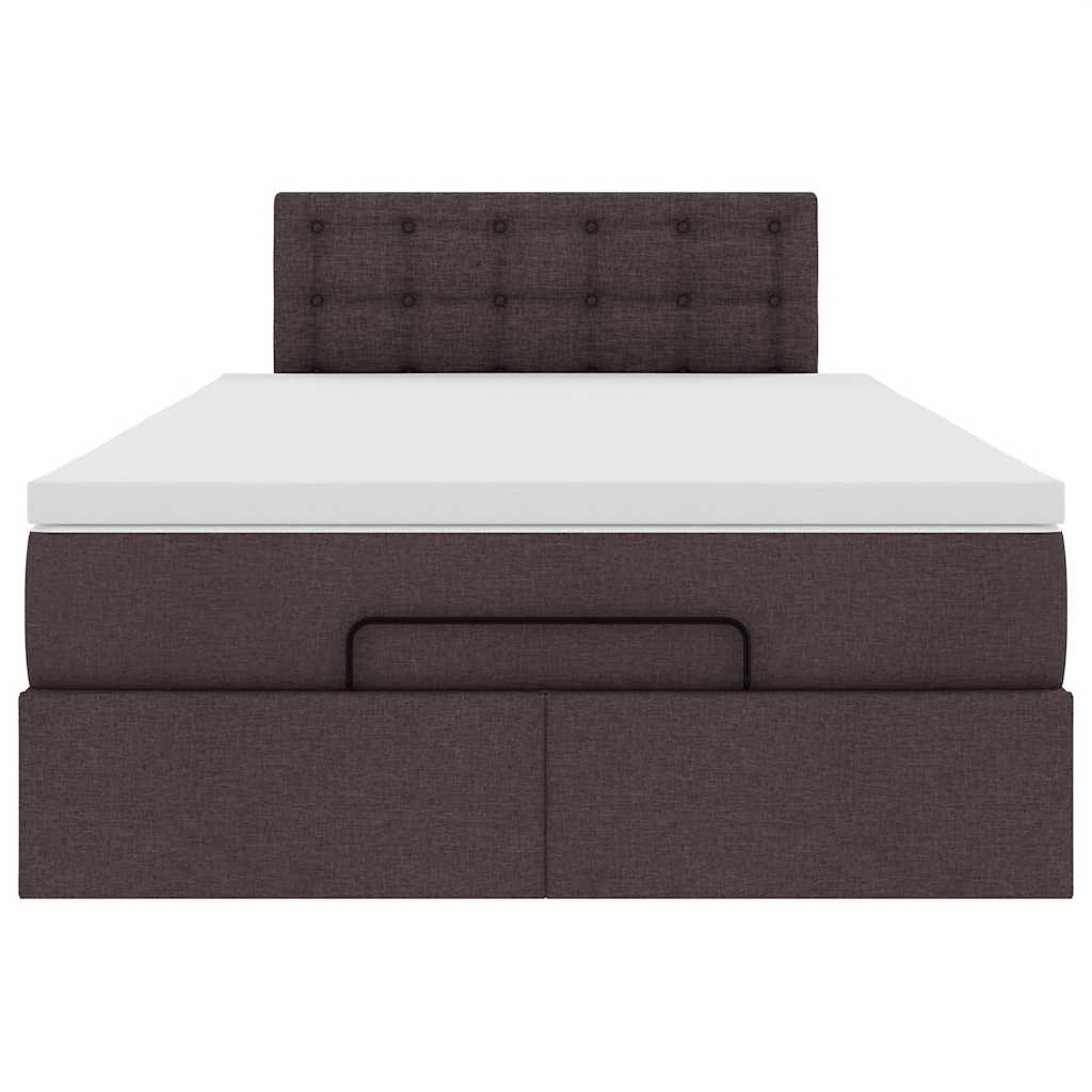 Cadre de lit ottoman avec matelas marron foncé 120x190 cm tissu - XIOS
