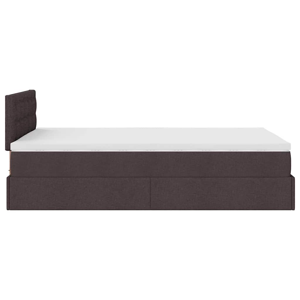 Cadre de lit ottoman avec matelas marron foncé 120x190 cm tissu - XIOS