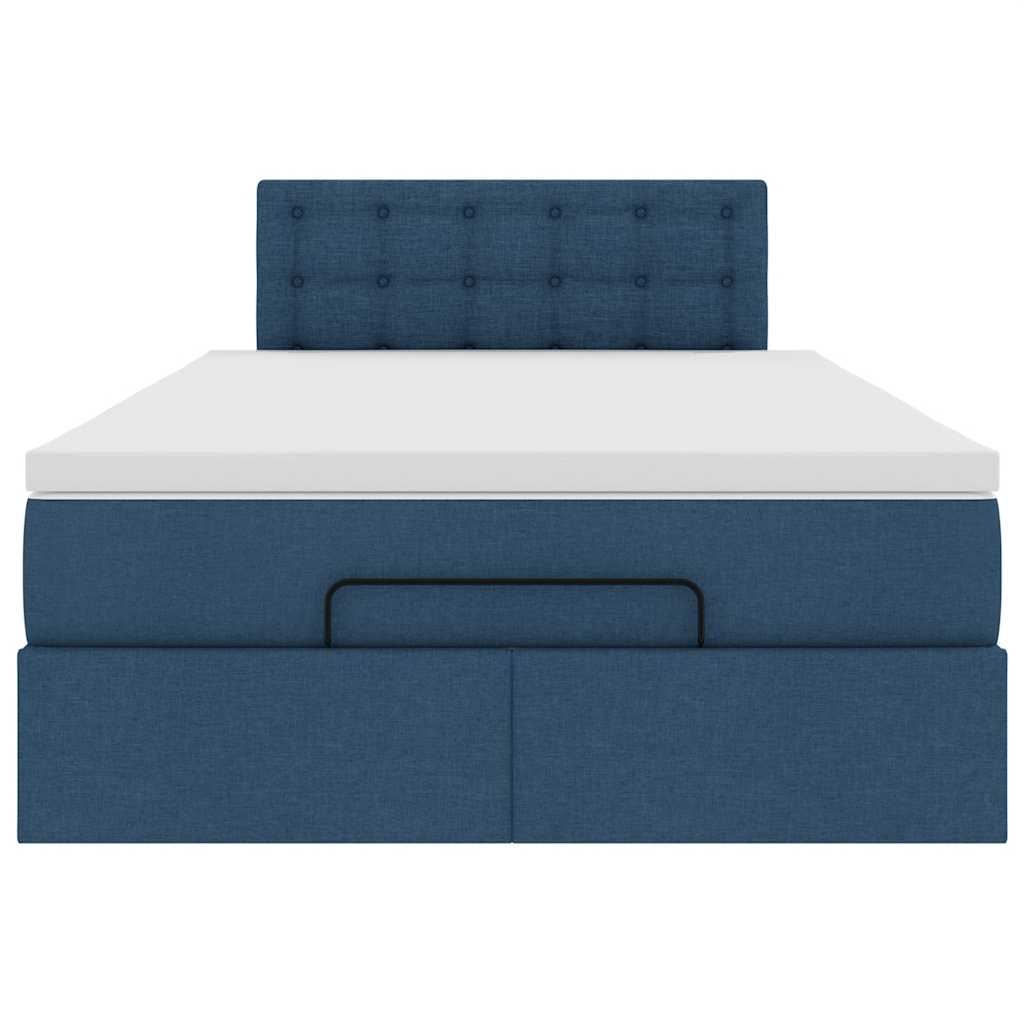 Lit ottoman avec matelas et LED bleu 120x190 cm tissu