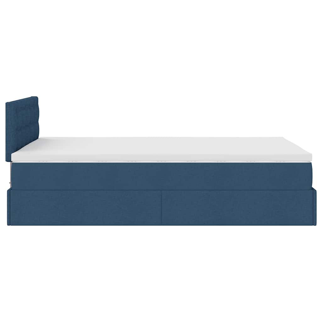 Lit ottoman avec matelas et LED bleu 120x190 cm tissu - XIOS