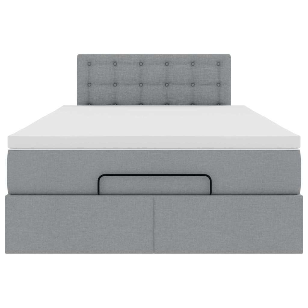 Lit ottoman avec matelas gris clair 120x200 cm tissu