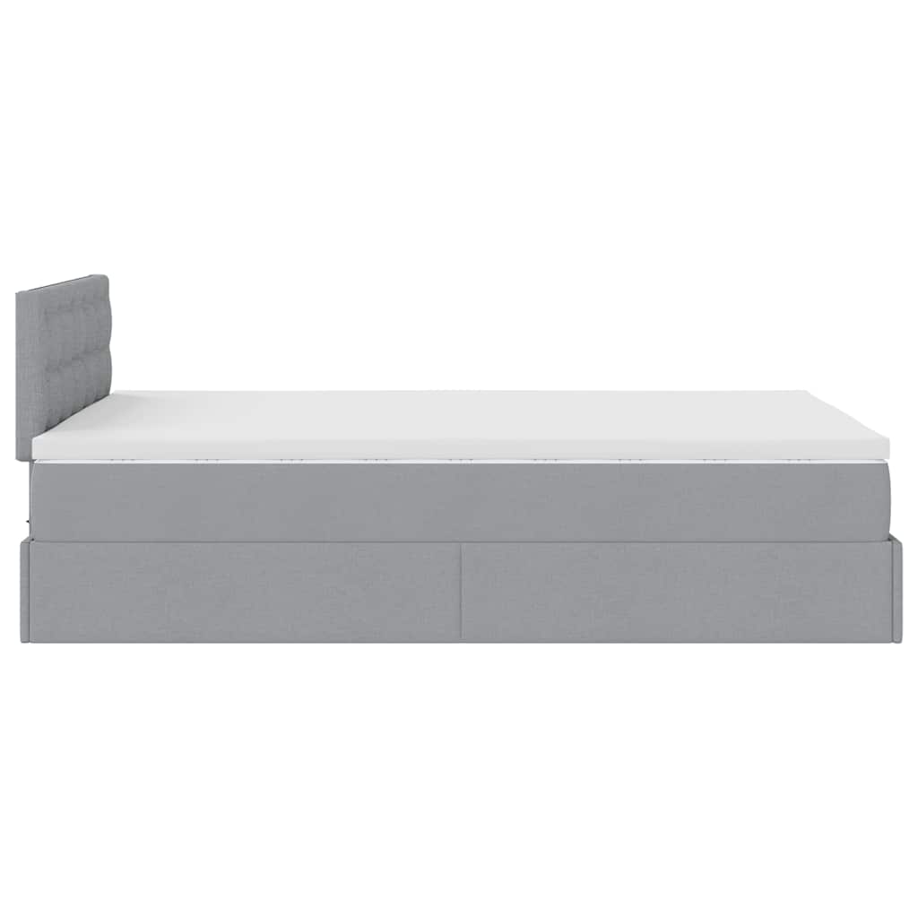 Lit ottoman avec matelas gris clair 120x200 cm tissu