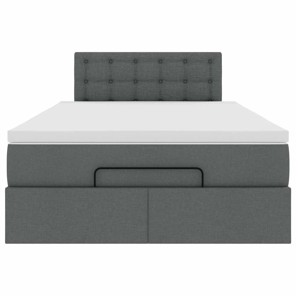 Lit ottoman avec matelas et LED gris foncé 120x200 cm tissu - XIOS