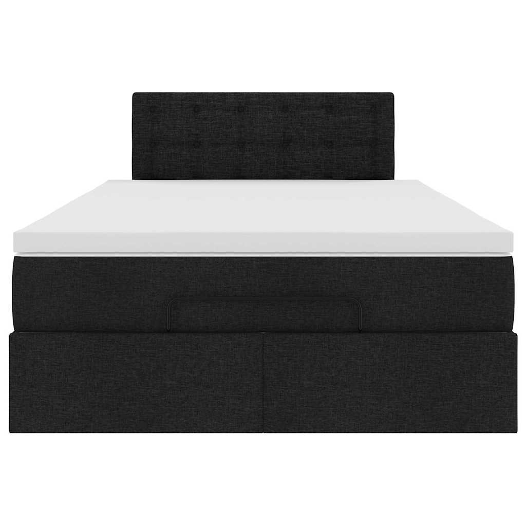 Lit ottoman avec matelas noir 120x200 cm tissu - XIOS
