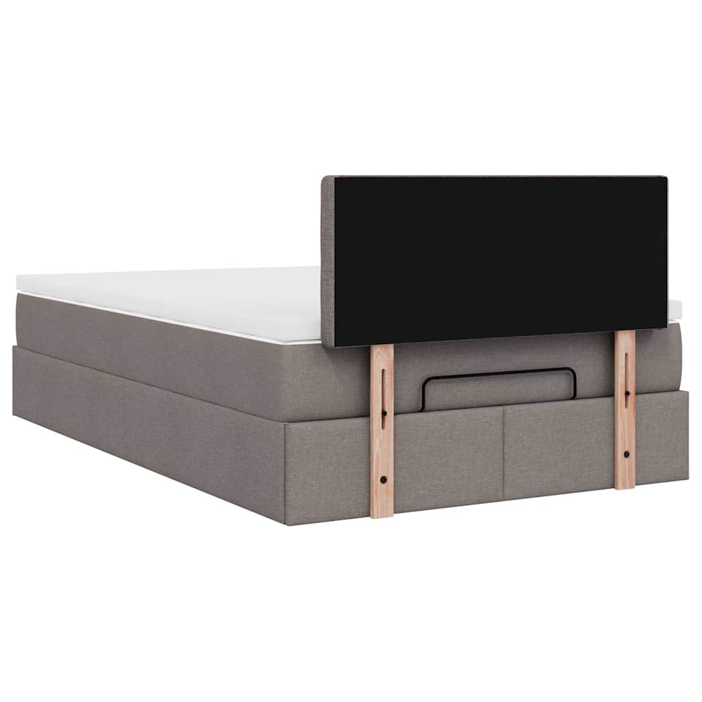 Cadre de lit ottoman avec matelas taupe 120x200 cm tissu