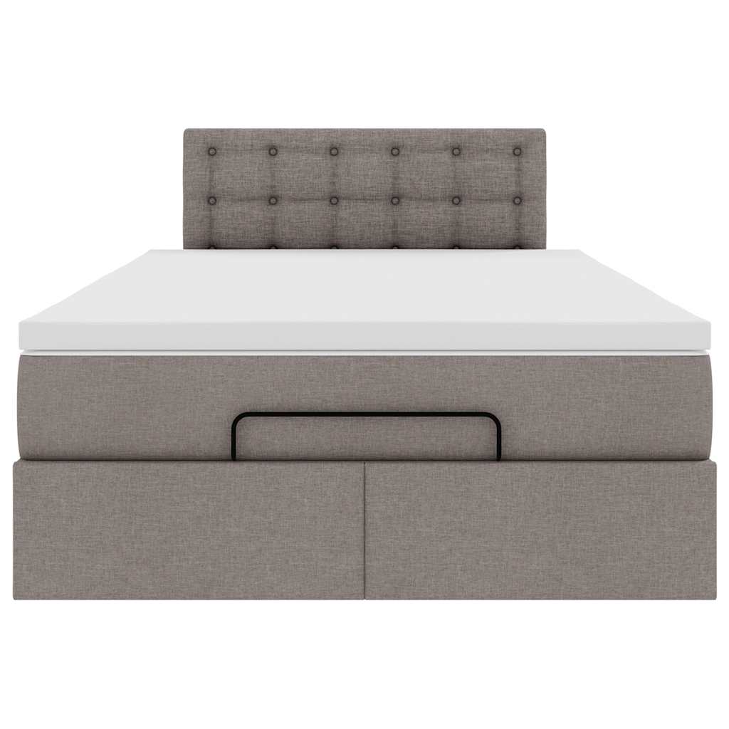 Cadre de lit ottoman avec matelas taupe 120x200 cm tissu