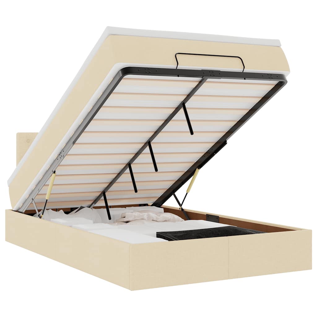 Cadre de lit ottoman avec matelas crème 120x200cm tissu