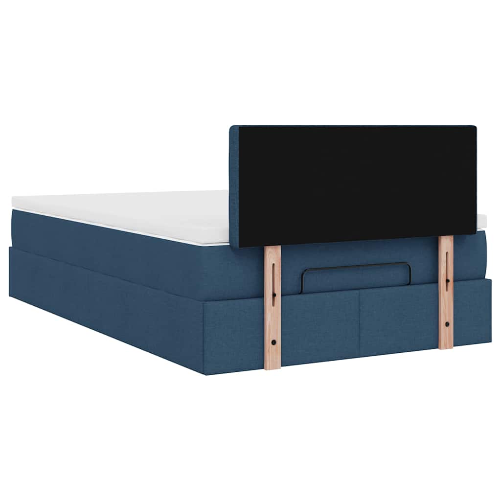 Lit ottoman avec matelas et LED Bleu 120x200 cm Tissu