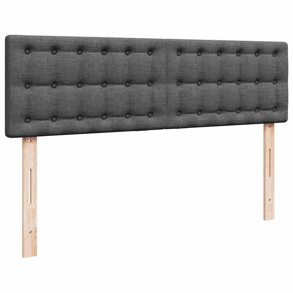 Lit ottoman avec matelas et LED gris foncé 140x190 cm tissu