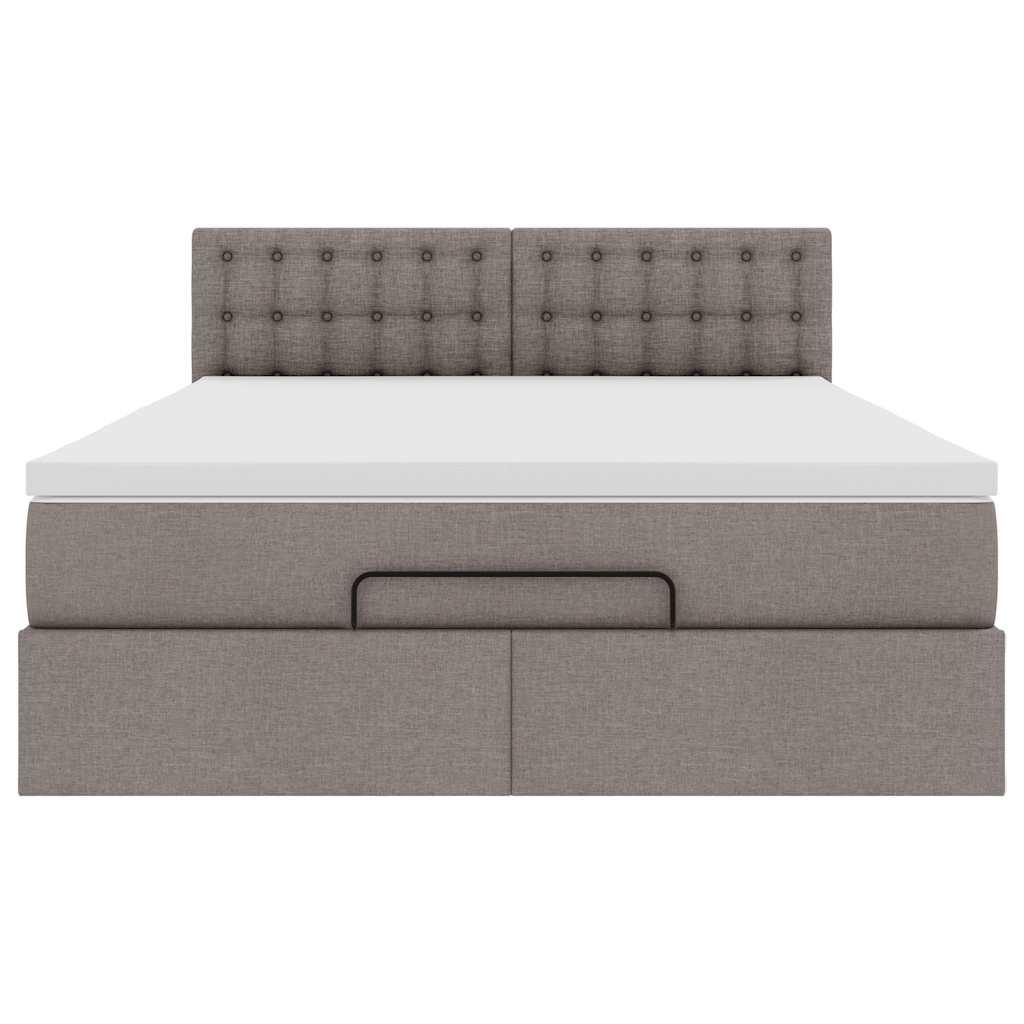 Lit ottoman avec matelas et LED taupe 140x200 cm tissu - XIOS