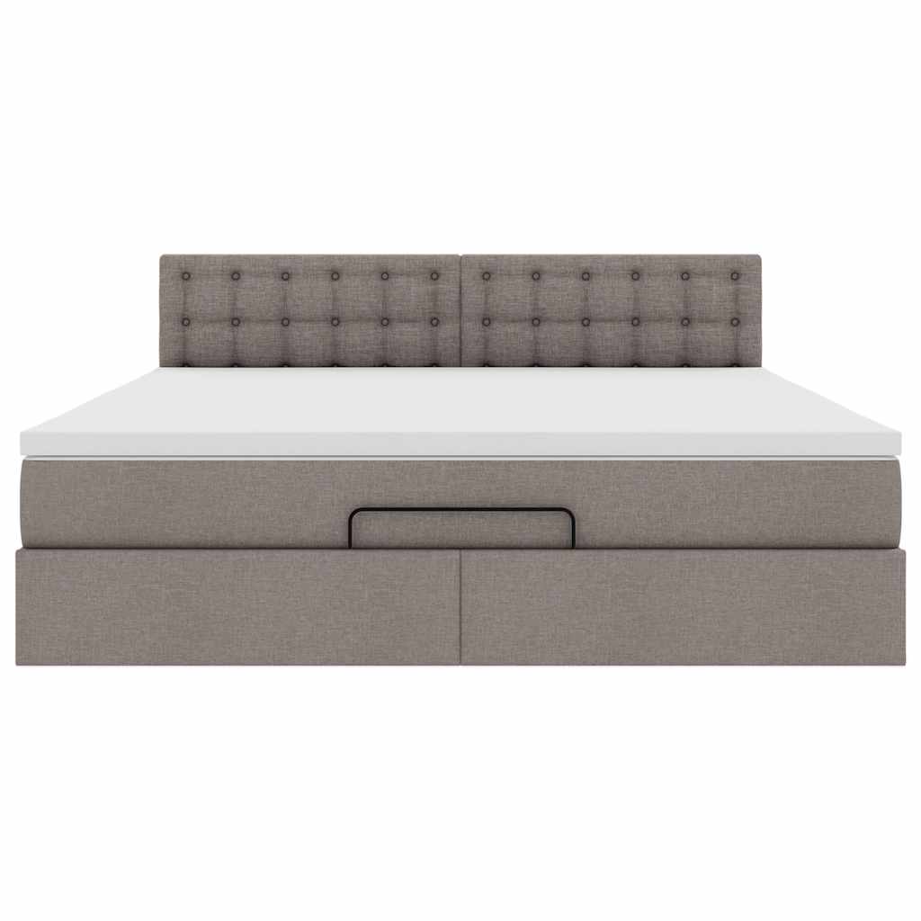 Cadre de lit ottoman avec matelas taupe 160x200 cm tissu - XIOS