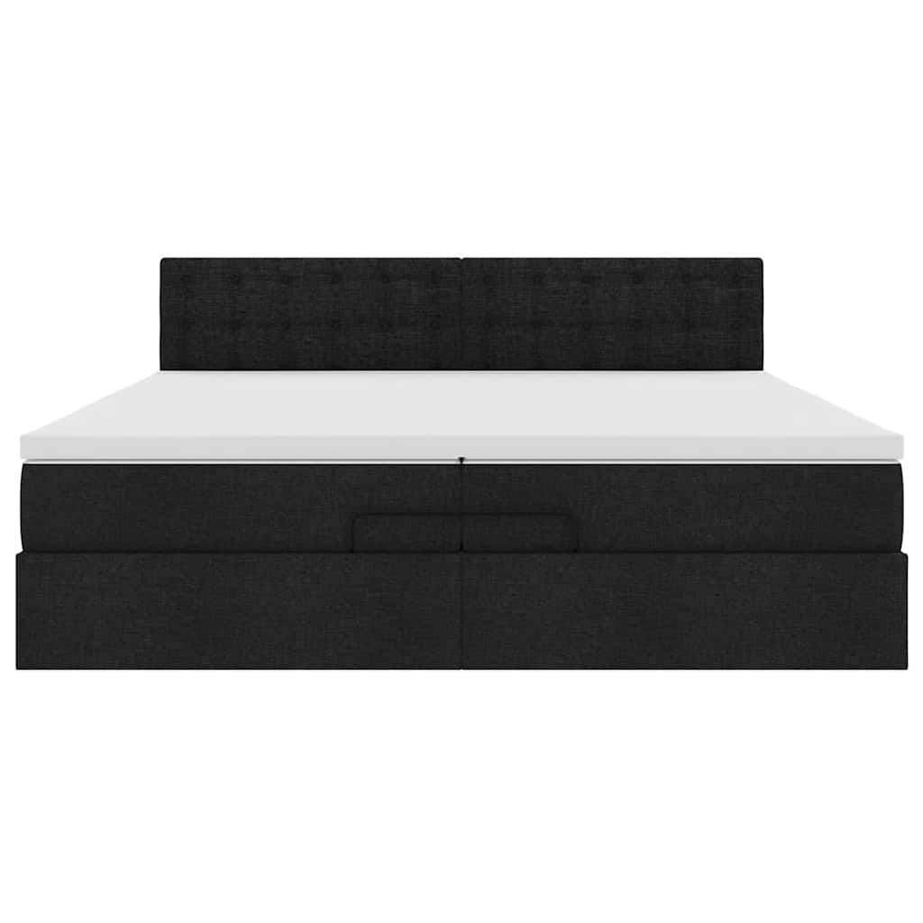 Cadre de lit ottoman avec matelas noir 200x200cm tissu - XIOS