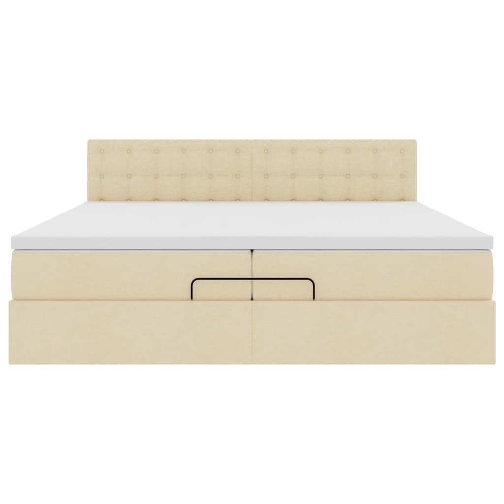 Cadre de lit ottoman avec matelas crème 200x200cm tissu - XIOS