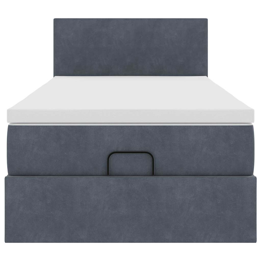 Cadre de lit ottoman avec matelas gris foncé 90x190 cm velours - XIOS