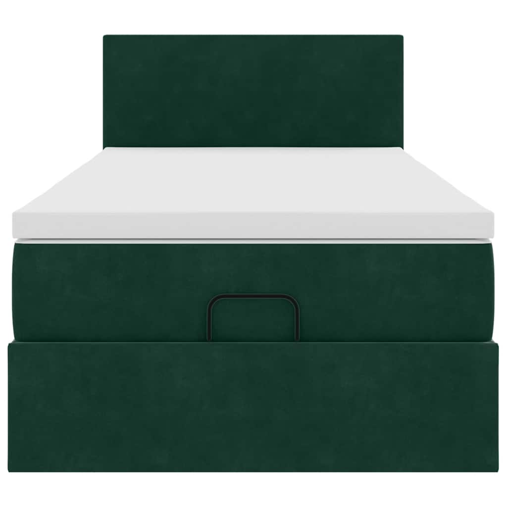 Cadre de lit ottoman avec matelas vert foncé 90x190 cm velours - XIOS