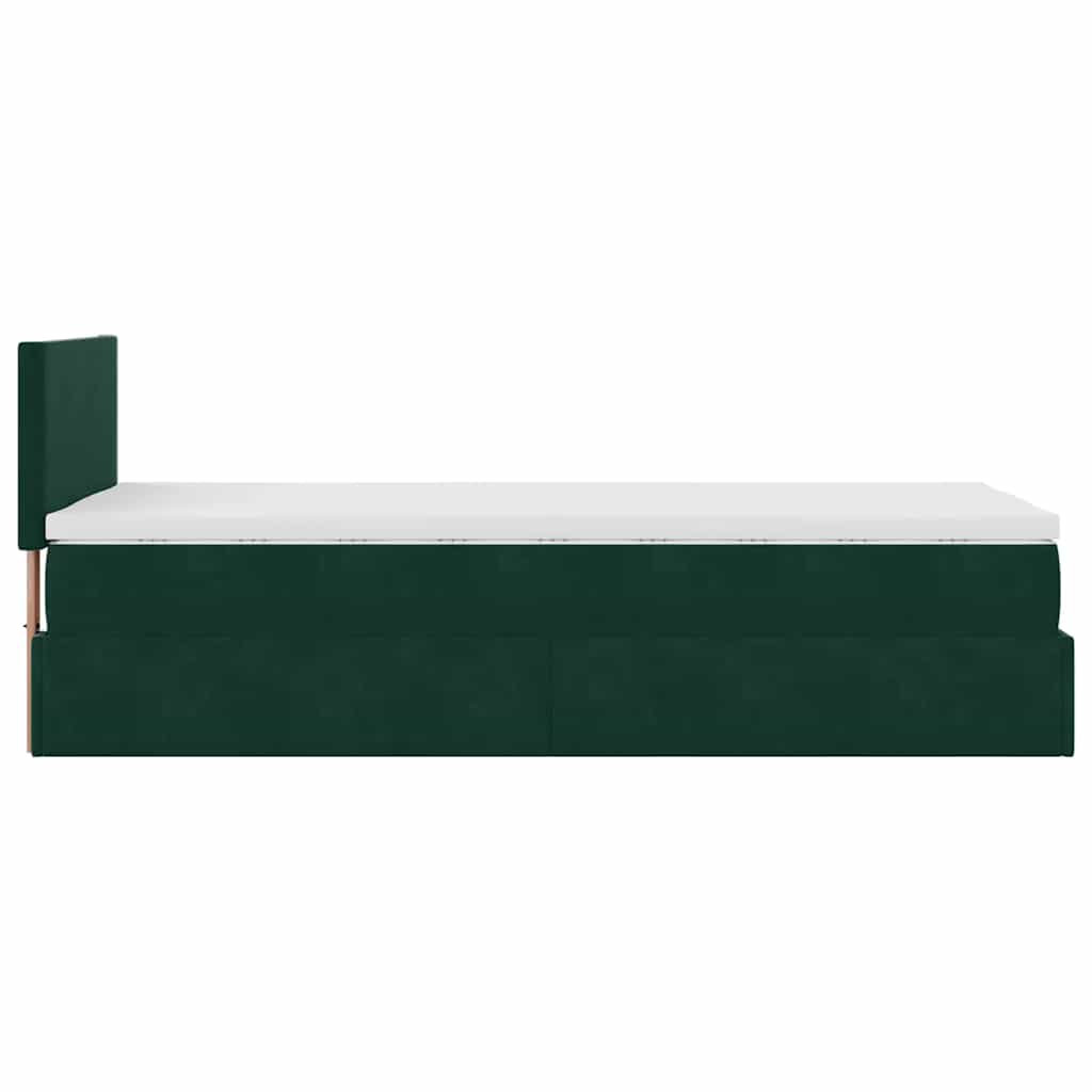 Cadre de lit ottoman avec matelas vert foncé 90x190 cm velours - XIOS
