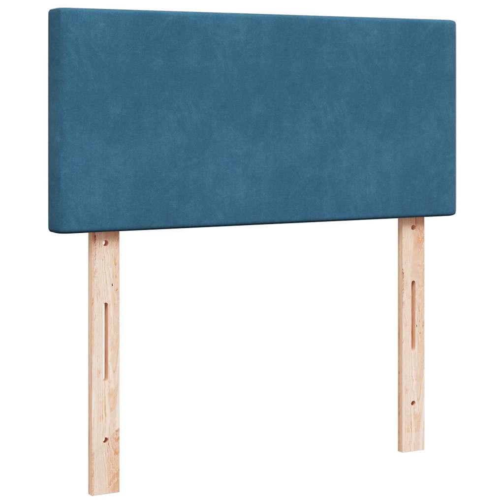 Cadre de lit ottoman avec matelas bleu foncé 90x190 cm velours - XIOS