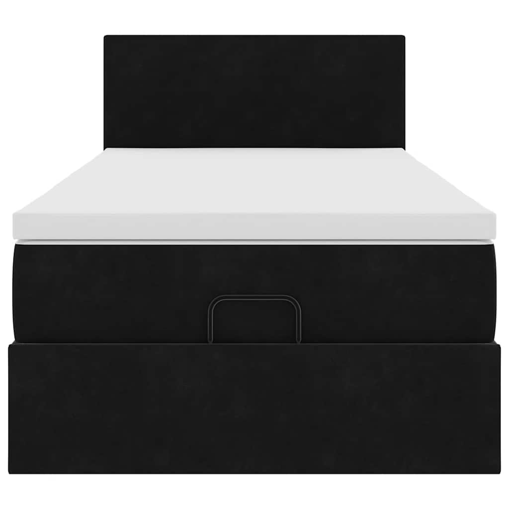 Cadre de lit ottoman avec matelas noir 100x200cm velours - XIOS