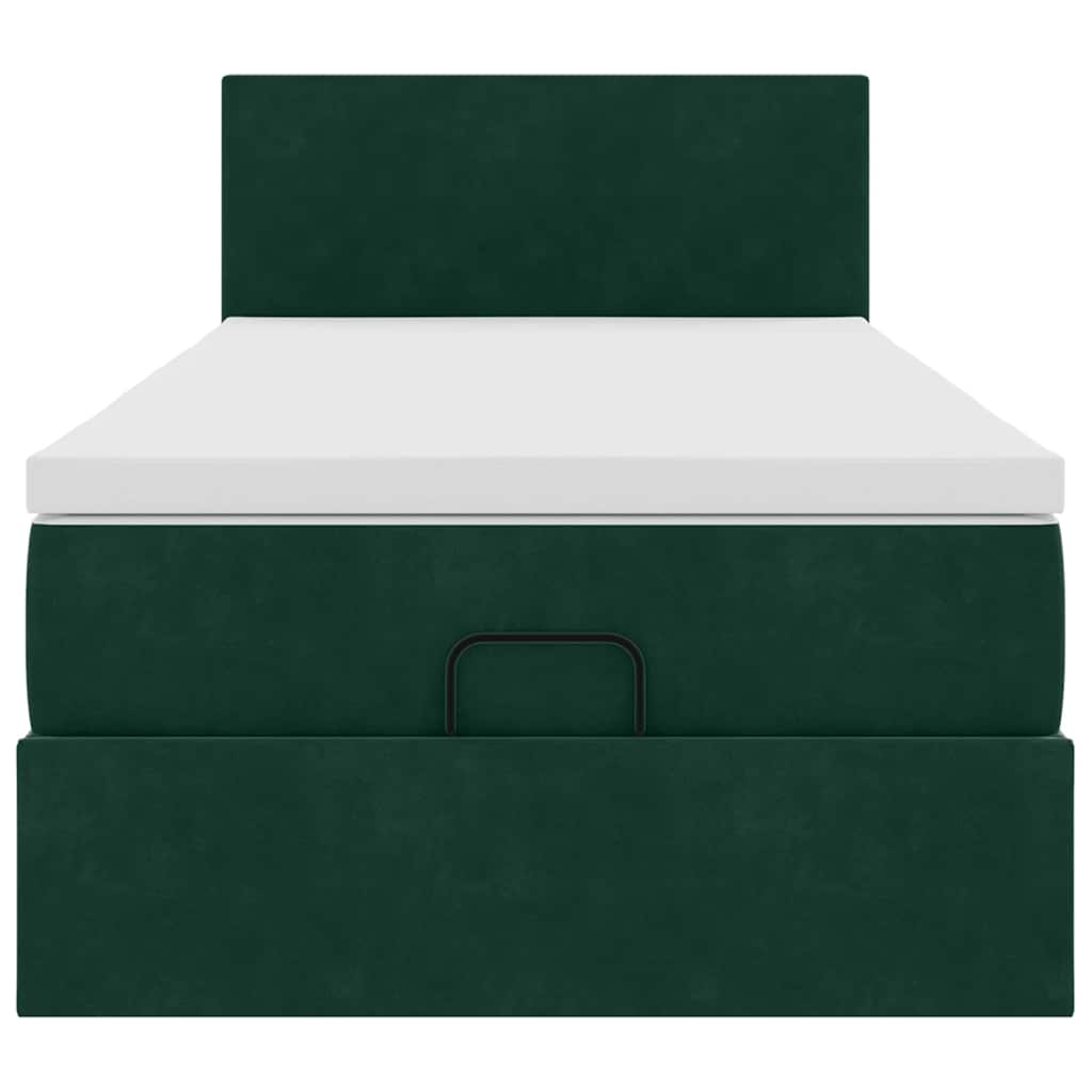 Cadre de lit ottoman avec matelas vert foncé 100x200 cm velours - XIOS