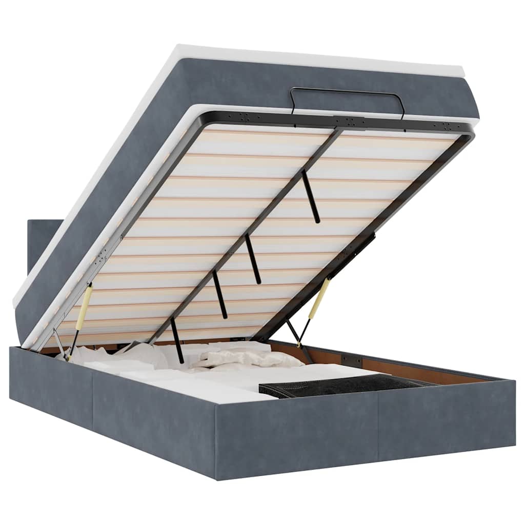 Lit ottoman avec matelas et LED gris foncé 120x190cm - XIOS