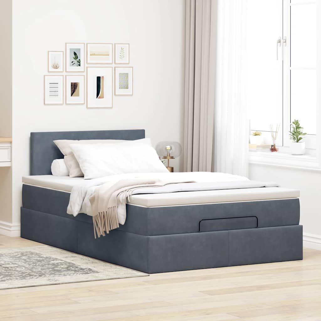 Lit ottoman avec matelas et LED gris foncé 120x190cm - XIOS