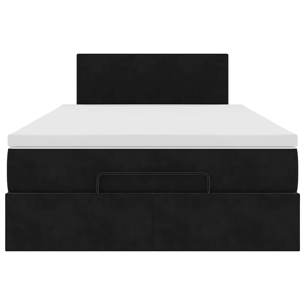 Lit ottoman avec matelas et LED noir 120x190 cm velours - XIOS